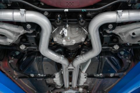 18-23 Ford Mustang GT 5.0L T304 Stainless Steel 3 Inch Cat-Back Dual Rear with Quad Carbon Fiber Tips Street Version MBRP