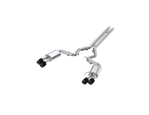 18-23 Ford Mustang GT 5.0L T304 Stainless Steel 3 Inch Cat-Back Dual Rear with Quad Carbon Fiber Tips Street Version MBRP