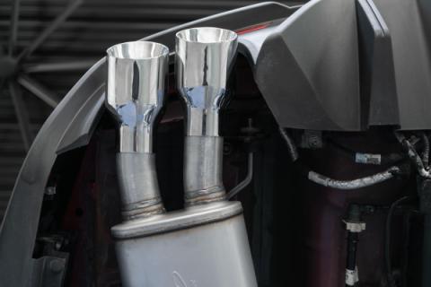 18-23 Ford Mustang GT 5.0L T304 Stainless Steel 3 Inch Cat-Back Dual Rear with Quad Carbon Fiber Tips Street Version MBRP