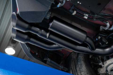 18-23 Ford Mustang GT 5.0L T304 Stainless Steel 3 Inch Cat-Back Dual Rear with Quad Carbon Fiber Tips Race Version MBRP