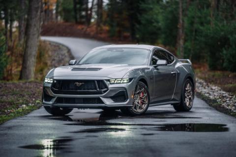 24-Up Ford Mustang GT 5.0L, Armor BLK Black-Coated Aluminized Steel 3 Inch Cat-Back Dual Split Rear with Quad Black Tips, Race Profile MBRP