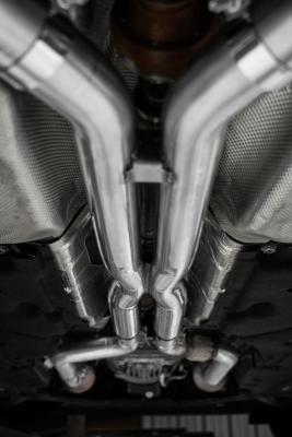 24-Up Ford Mustang GT 5.0L, Armor BLK Black-Coated Aluminized Steel 3 Inch Cat-Back Dual Split Rear with Quad Black Tips, Race Profile MBRP