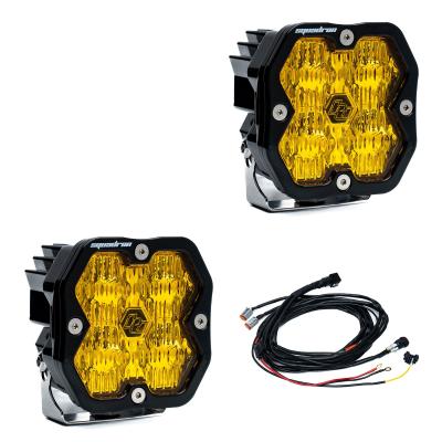 Squadron 2.0 Sport Black LED Auxiliary Light Pod Pair Universal Baja Amber Wide Cornering Baja Designs