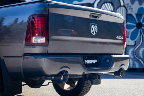 2009-2018 Ram 1500 and 2019-2024 Ram 1500 5.7L Hemi Carbon Fiber Exhaust Tips, 5 Inch OD Dual Wall Angle Cut. Sold In Pairs MBRP