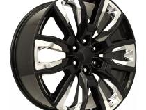 22X9 6X5.5 +28 HB 78.1 GM Split 6 Spoke Replica Black W/Chrome Inserts With Cap Factory Reproductions