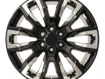 22X9 6X5.5 +28 HB 78.1 GM Split 6 Spoke Replica Black W/Chrome Inserts With Cap Factory Reproductions