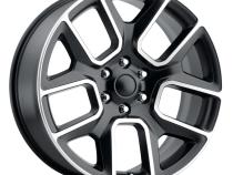 22X9 6X5.5 +15 HB 77.8 19 Ram 1500 Satin Black Mach Face With Cap Factory Reproductions