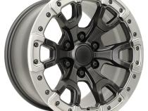 17X9 6X5.5 +18 HB 93.1 Bronco Replica Satin Black/ Gray Ring With Cap Factory Reproductions
