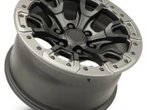 17X9 6X5.5 +18 HB 93.1 Bronco Replica Satin Black/ Gray Ring With Cap Factory Reproductions