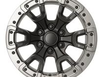 17X9 6X5.5 +18 HB 93.1 Bronco Replica Satin Black/ Gray Ring With Cap Factory Reproductions