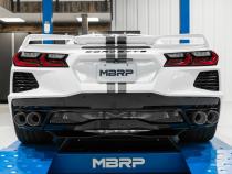2020-Up Chevrolet Corvette C8 6.2L Armor Pro T304 Stainless Steel 3 Inch Cat-Back Quad Split Rear with Carbon Fiber Tips Valve Delete MBRP