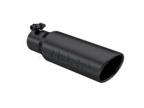 Exhaust Tip 3 1/2 Inch O.D. Angled Rolled End 2 1/2 Inch Inlet 12 Inch Length-Black Finish MBRP