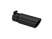 Exhaust Tip 3 1/2 Inch O.D. Angled Rolled End 3 Inch Inlet 10 Inch Length Black T304 Stainless Steel MBRP